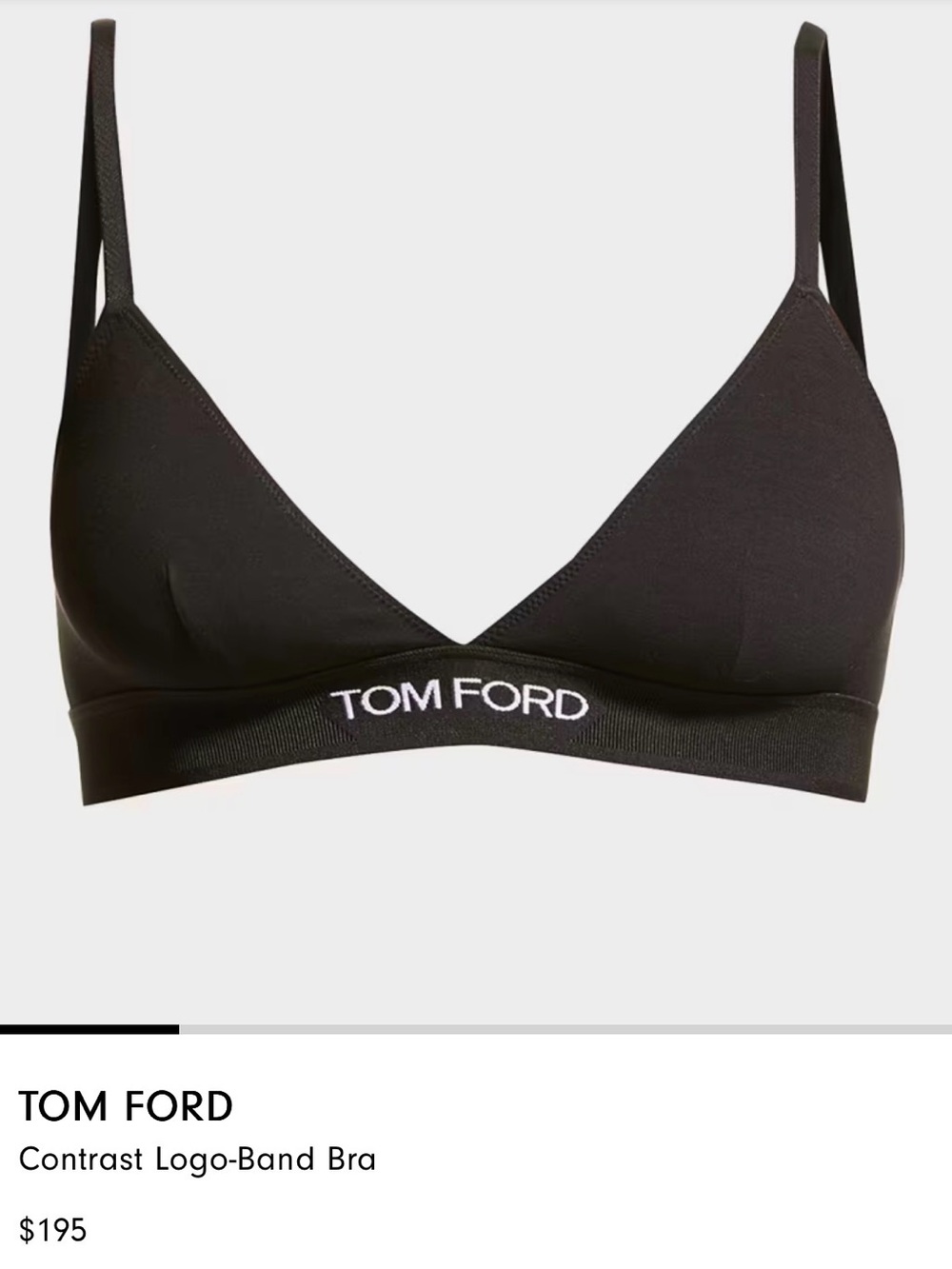 Tom Ford Black Logo Band Triangle Bralette